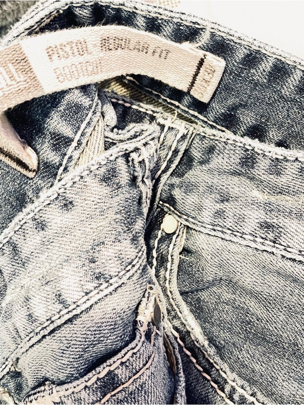Washed Blue Denim Jeans - Classic Five-Pocket